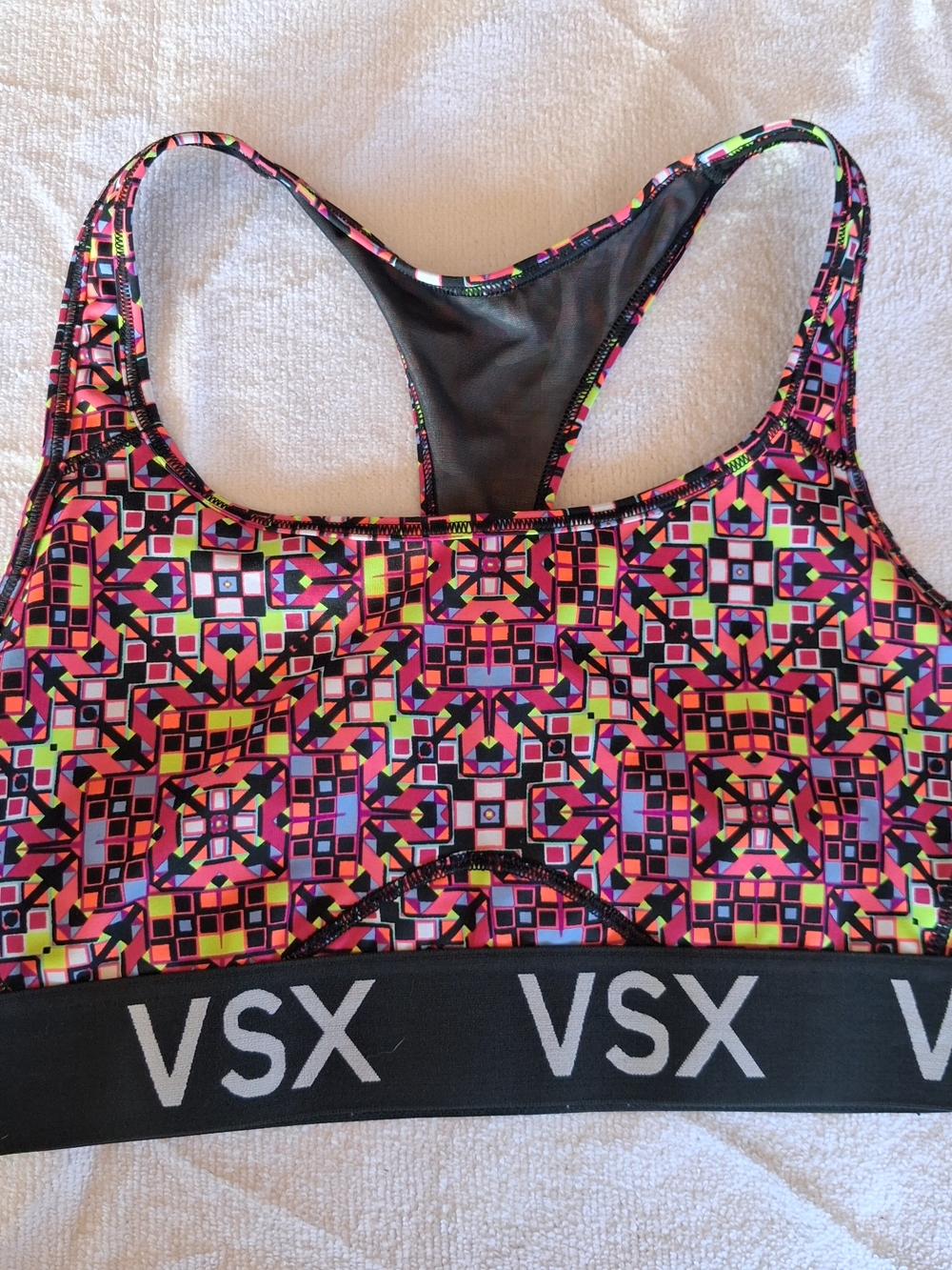 Victoria's Secret Geometric Sports Bra Black & Pink Like New